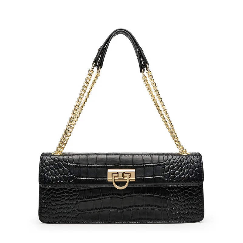 New Quality Genuine Leather Flap Bag For Women Vintage Shoulder Handbag Female Small Alligator Crossbody Top-handle Bags