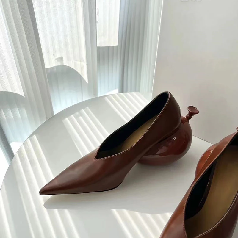 2023 Balloon Heel Pumps Women Shoes Sexy Pointed Toe New Design Ladies Shoes Fashion Show Slip-on Novelty Zapatos Para Mujeres