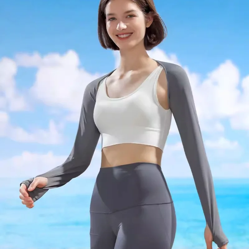 Женские топы с длинным рукавом для воркаута Тонкая Шаль рукава защита от солнца