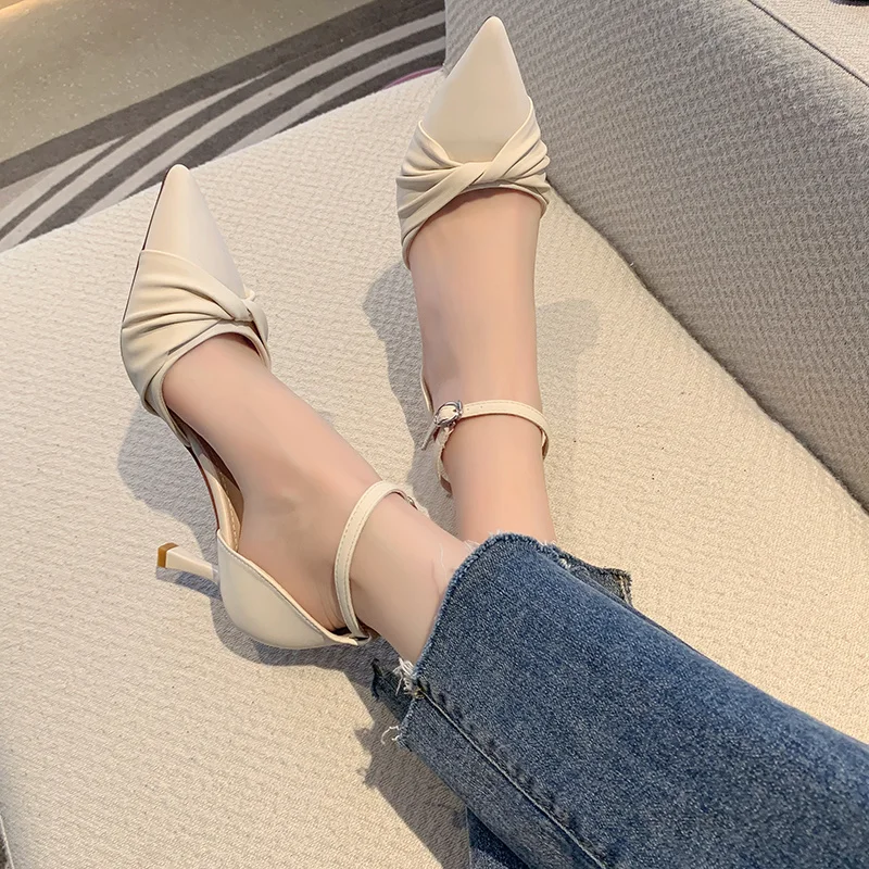 

Shoes Women Pumps High Heels Shoes Women Pu Leather Shoes Women Heels Bow-knot Ladies Shoes Summer Women Sandals 2021