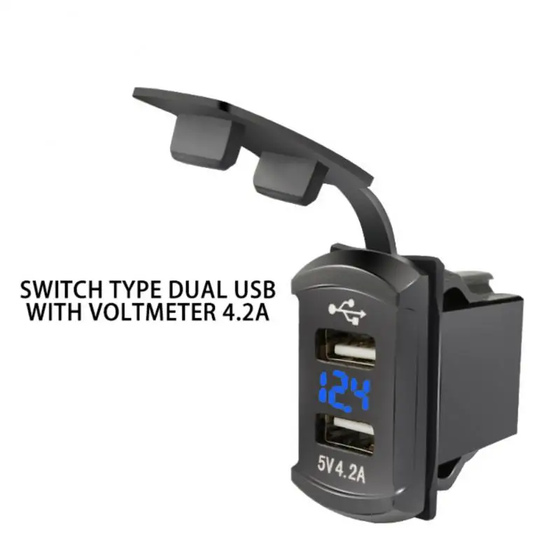 

Автомобильное зарядное устройство с двумя USB-портами, 12-24 В, автомобильный адаптер для зарядки для мотоцикла, лодки, грузовика, прикуривател...