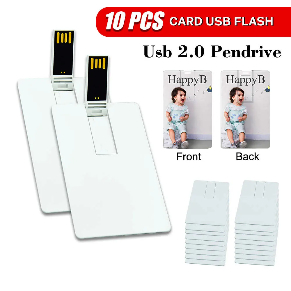 

10PCS Customized Company LOGO Coloful Photo Credit Card USB Flash Drive Pendrive 8GB 16GB 32GB 64GB Pen Drive Memory Stick