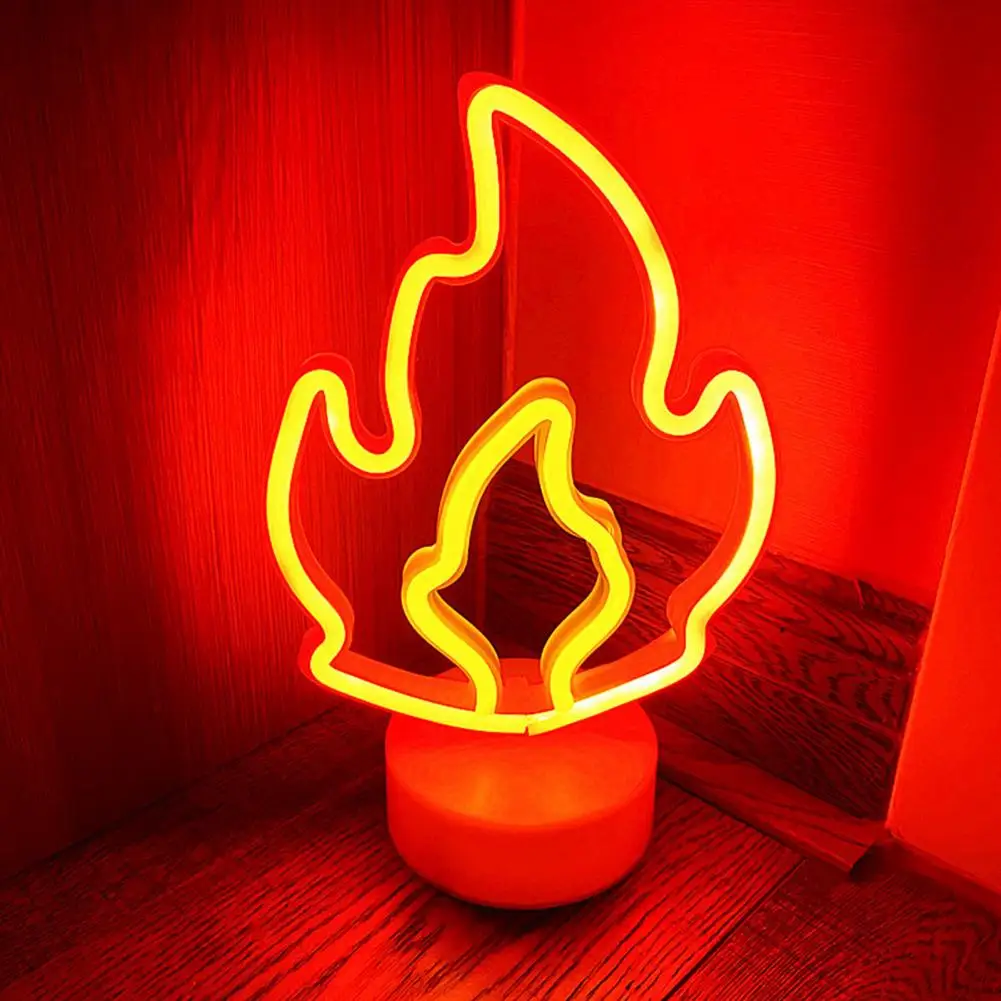 

Led Night Light Realistic Flame Led Neon Light Shape Desktop Ornament Usb/battery Operated Lamp for Flicker-free Party