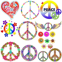 peace emblem patches on clothes flower world love peace stickers iron on transfers for clothing thermoadhesive patches badges