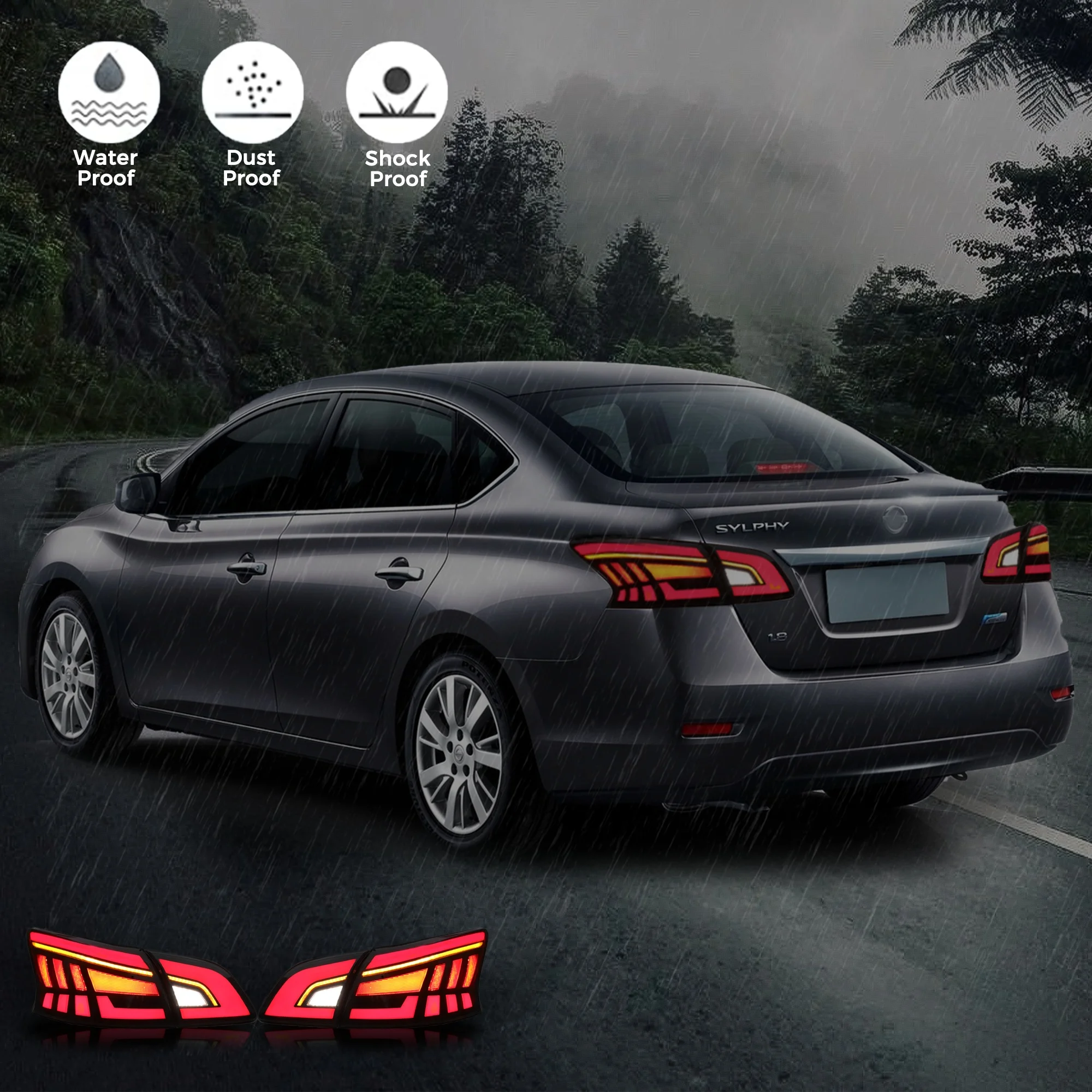 Автомобильные светодиодные задние фонари для 13TH Nissan Sentra Sylphy 2012-2015,2016-2019, 2022 анимационные задние фонари RGB, светодиодный задний фонарь в сборе (art.: 3920cbbd50ca0) - 3920cbbd50ca0