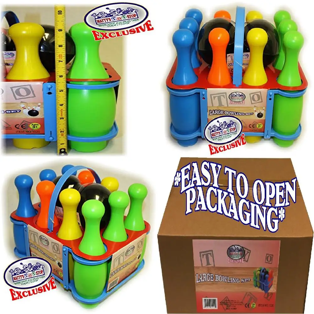 

Adorable 12-Piece Exquisite Multi-Color Plastic Bowling Set with Storage Rack for Kids - Pins & Balls Included