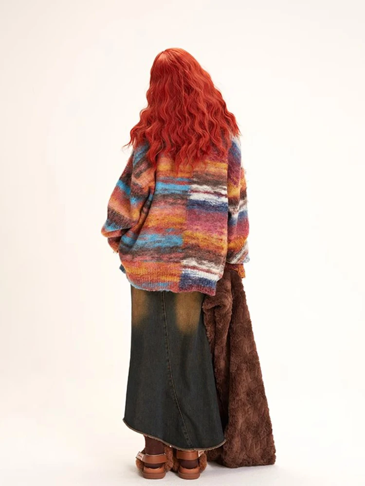 Женский однобортный Кардиган в полоску REDDACHiC Y2k повседневный вязаный кардиган