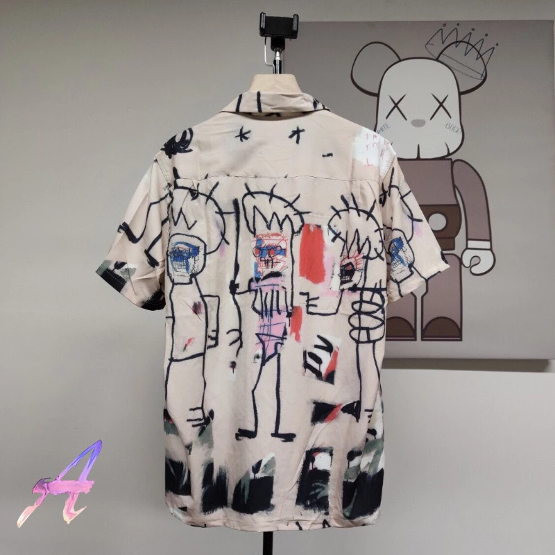 Summer WACKO MARIA Tops Graffiti Khaki Short Sleeve Cool Men Wear Pocket Shirts