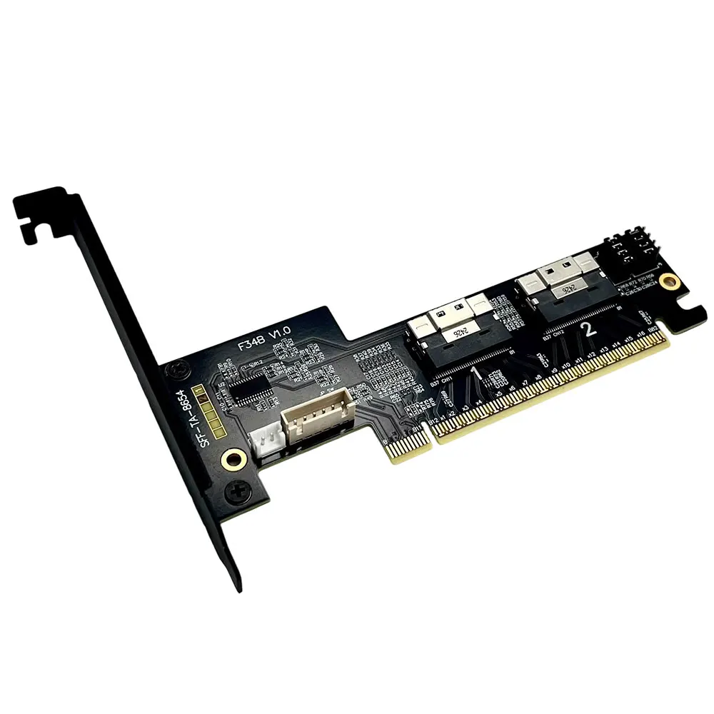 Фото PCIe 4.0 x16 SlimSAS SFF 8654 8i Видеокарта Разделенная карта SFF-8654/8611 Кабельная плата GEN4 PCI-E X16 — X8 X8 Расширение раздвоенного расширения №3