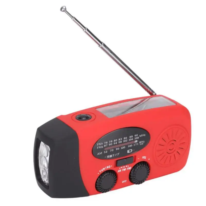 

Portable Self Powered Solar Weather Radio Hand Crank Radio With Emergency Flashlight For Outdoor Emergency Power Supply Bank