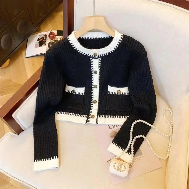 Женский трикотажный кардиган элегантный винтажный свитер с длинным рукавом и