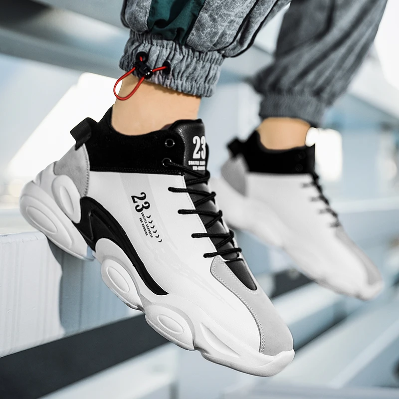 

Korean Summer Retro Platform Men basketball Shoes Low Top Street Style Leather Sport Sneakers for Men