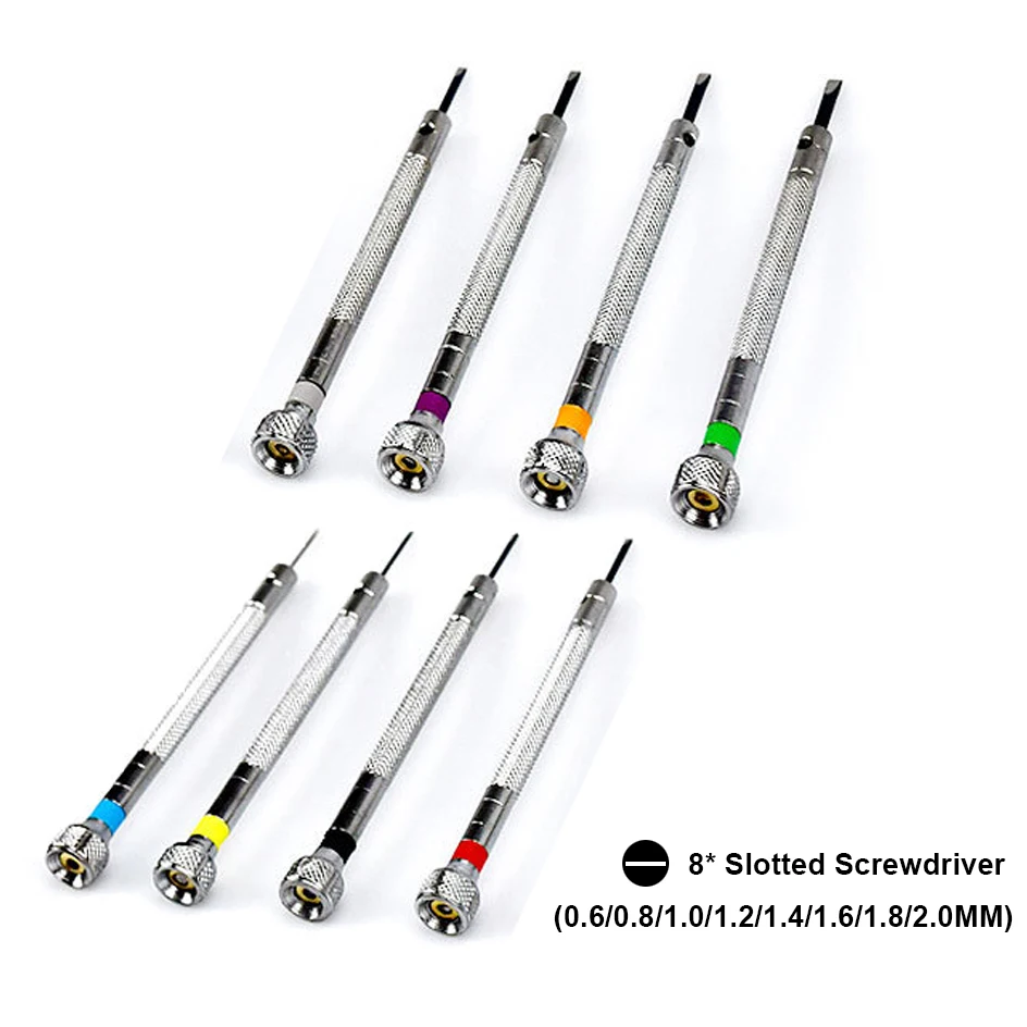 13PCS Watch Tool Repair Screwdriver Set 0.6-2.0mm Slotted/1.2mm-2.0mm Cross Screwdriver kit Professional Watchmakers Watch Tools