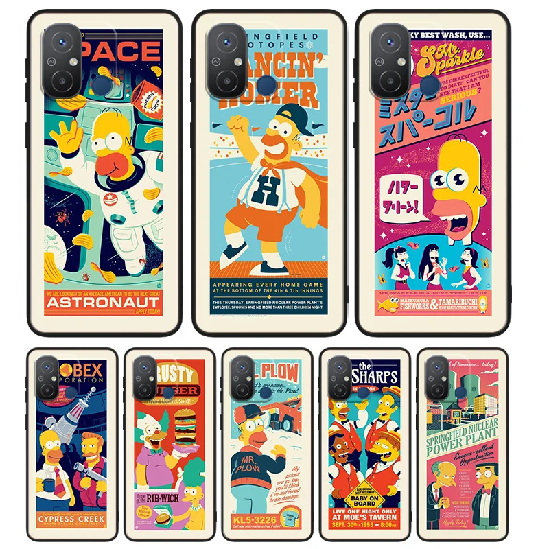 

Cartoon Cute Simpsons Phone Case For Xiaomi Redmi K60E K60 K50G K50 K40S K40 K20 S2 6A 6 5A 5 Pro Ultra Black Soft Cover