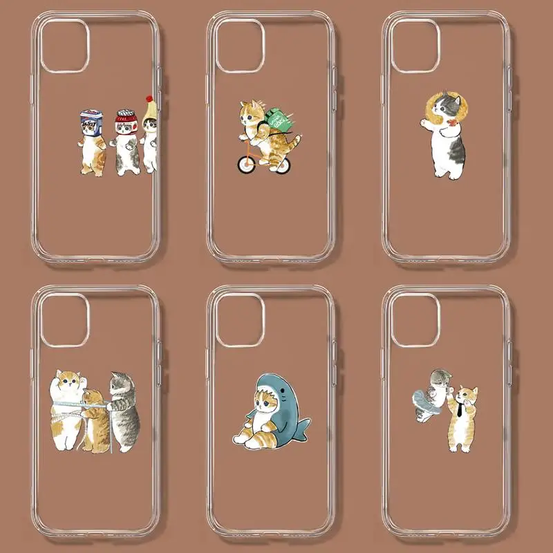 

Cute creative cat Phone Case For iPhone 11 12 Mini 13 14 Pro XS Max X 8 7 6s Plus 5 SE XR Transparent Shell