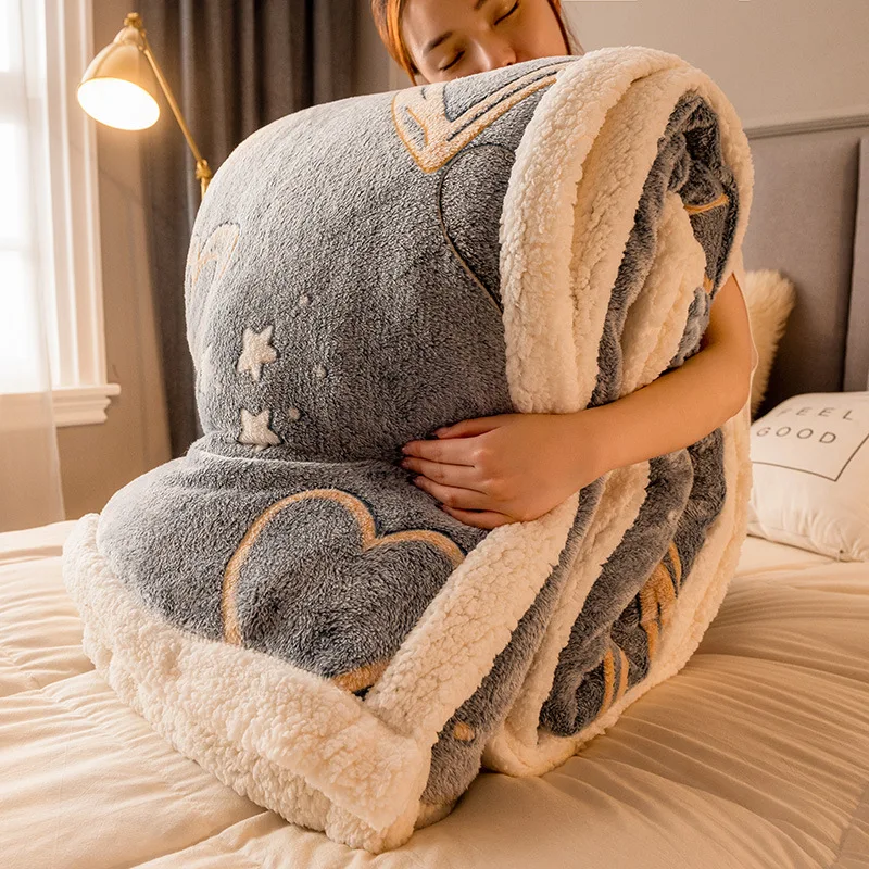 

2022 Lamb cashmere multi-functional blanket office nap blanket