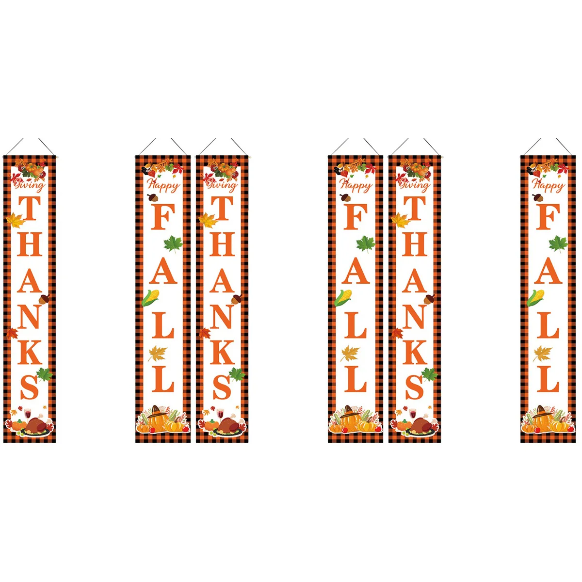 

3 Pairs Thanksgiving Porch Signs Happy Fall Door Banners Creative Hanging