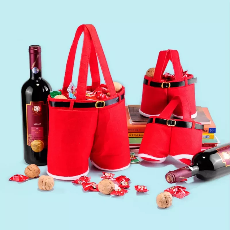 

10 PCS L Size Christmas Gift Bag Santa Claus Xmas Tree New Year Present Christmas Candy Wine Bags Gifts for The New Year