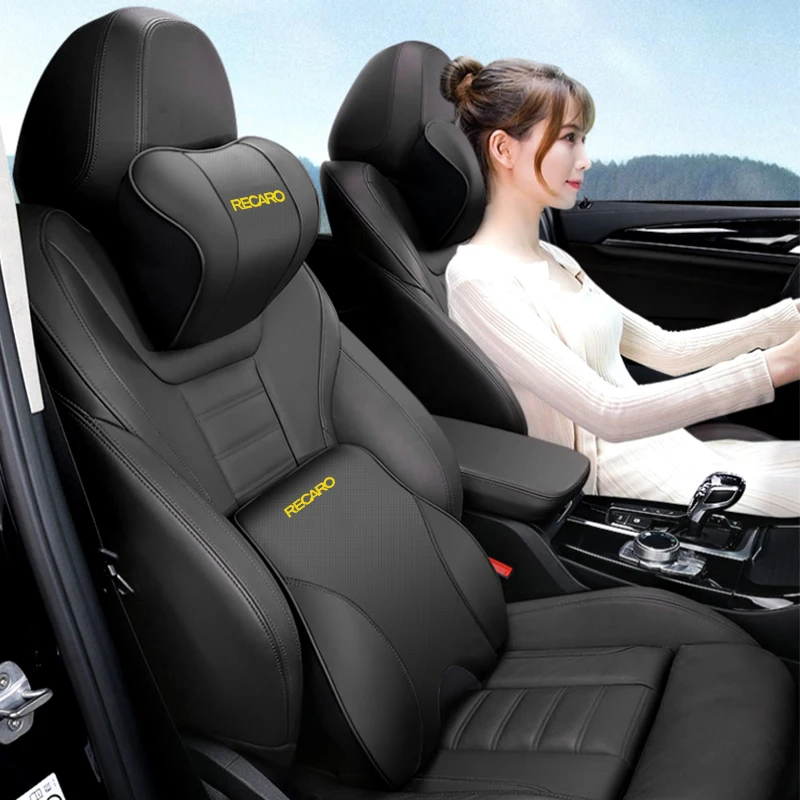 Кожаная Автомобильная поясничная Подушка на подголовник для Recaro автомобильные