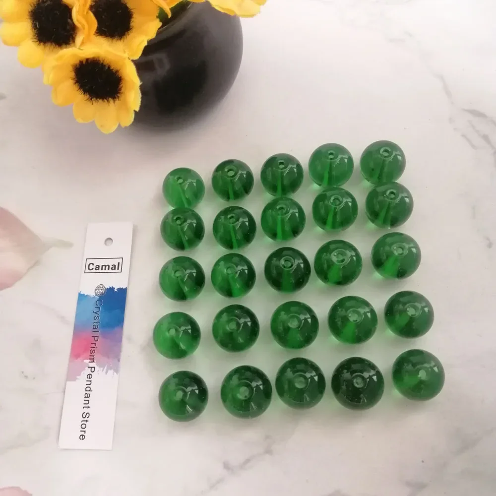 Camal 25 шт. 14 мм натуральное гладкое зеленое стекло круглые свободные
