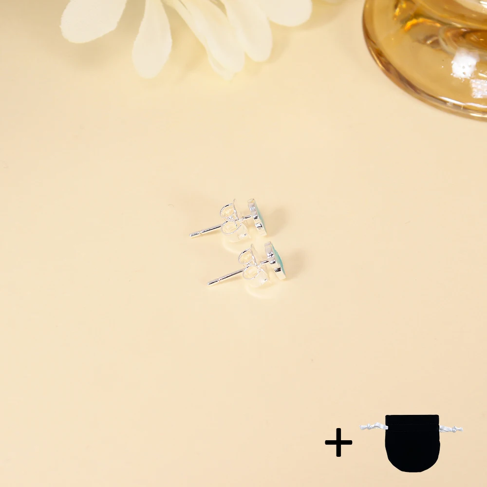 

Spanish Bear High Quality Silver Blue Enamel Bear Pattern Earrings with Theme Fine Jewelry Charms Women's Gift Free Delivery