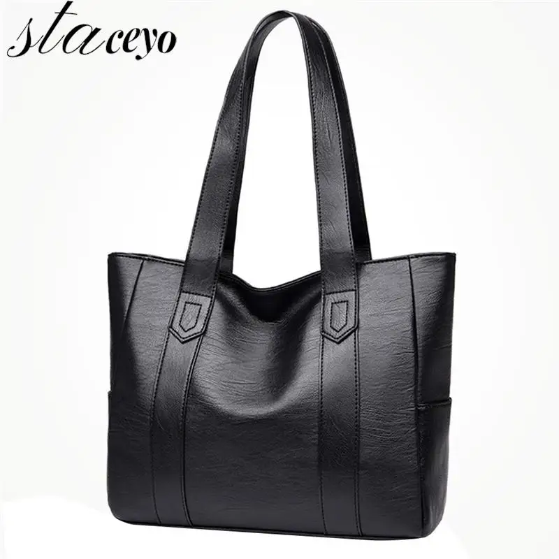 

Women Leather Handbags Women's PU Tote Bag Large Capacity Female Shoulder Bags Solid Casual Women Bags Bolsas Femininas