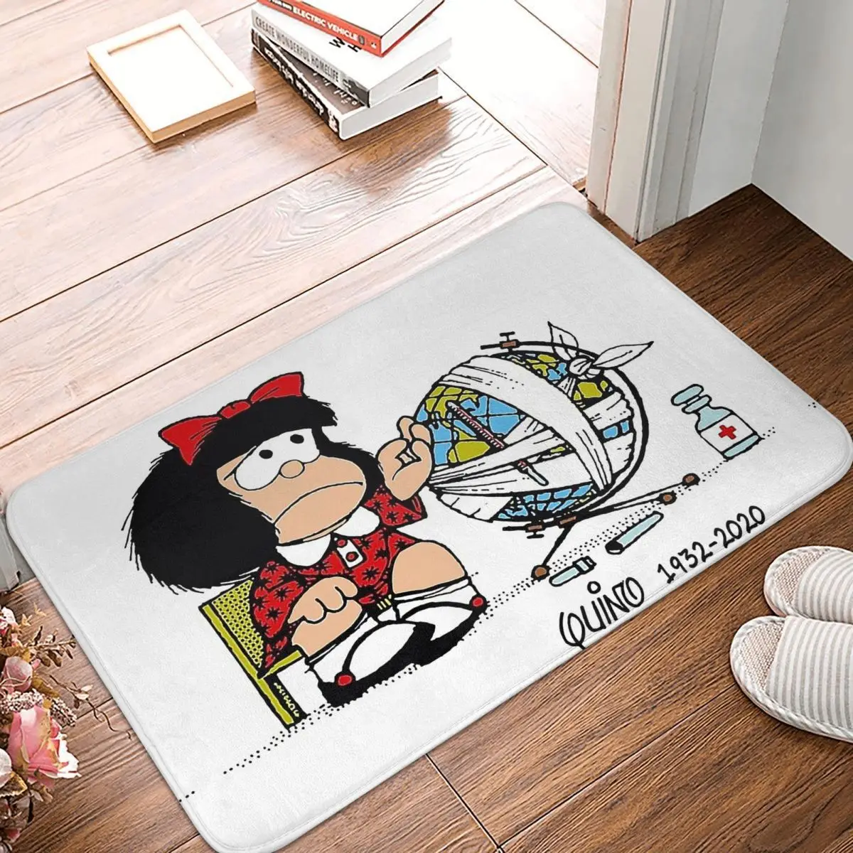 

Комиксный нескользящий дверной коврик Mafalda отогнутый, коврик Adios Quino для ванной, спальни, Молитвенный Ковер, домашний современный декор