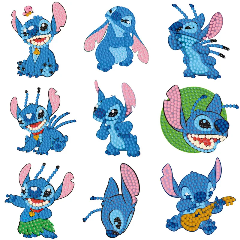 Фото Набор наклеек для алмазной вышивки 5D Stitch, 9 шт., милые стикеры Lilo&Stitch для мозаики своими руками, для детей, начинающих, подарок для рукоделия №2