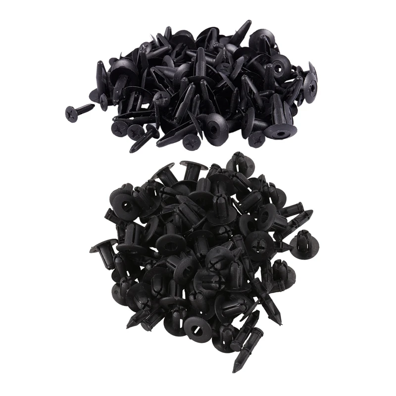 

100Pcs Plastic Rivets Retainer Clips Hole Dia For Car Bumper Fender 8Mm & 6Mm