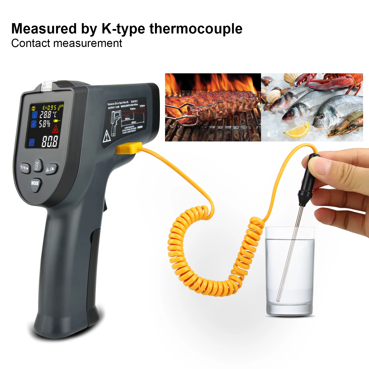 Цифровой инфракрасный термометр-50 ~ 550C Лазерный измеритель температуры пистолет