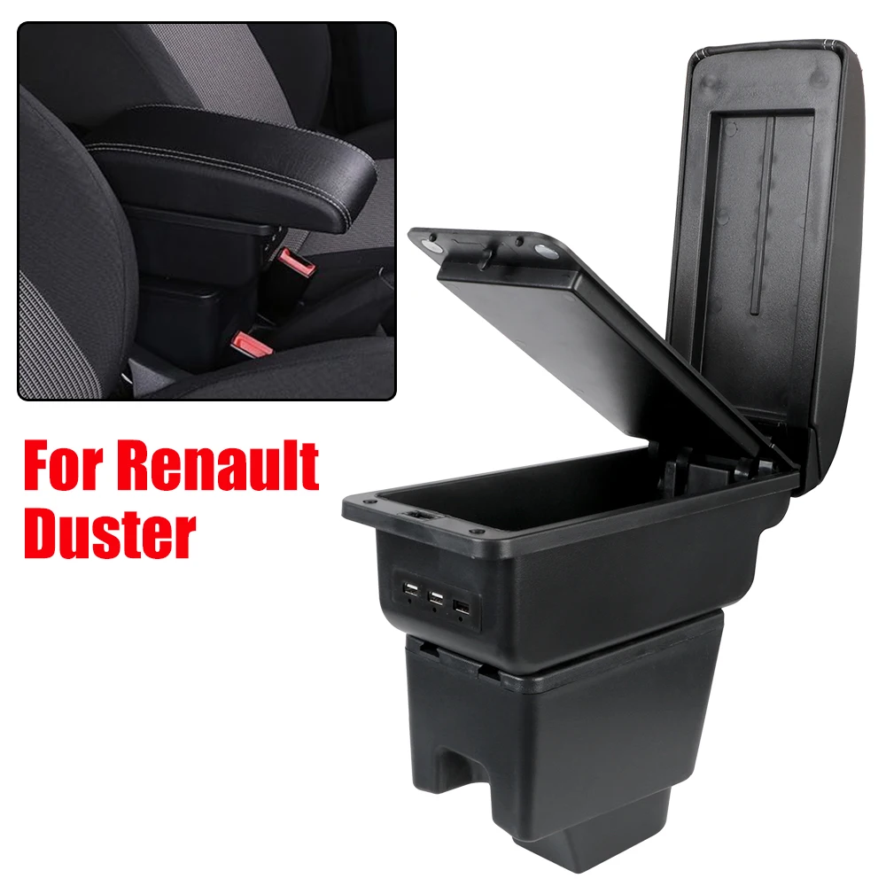 

Car Armrest Box Storage Case Mini Table Trash Bin USB Chargers Accessories For Renault Kaptur RU Dacia Duster Nissan Terrano 3