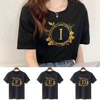 t shirt tops women 2022 new round neck short sleeve tshirts casual comfortable all match shirt wreath letter print clothing tees