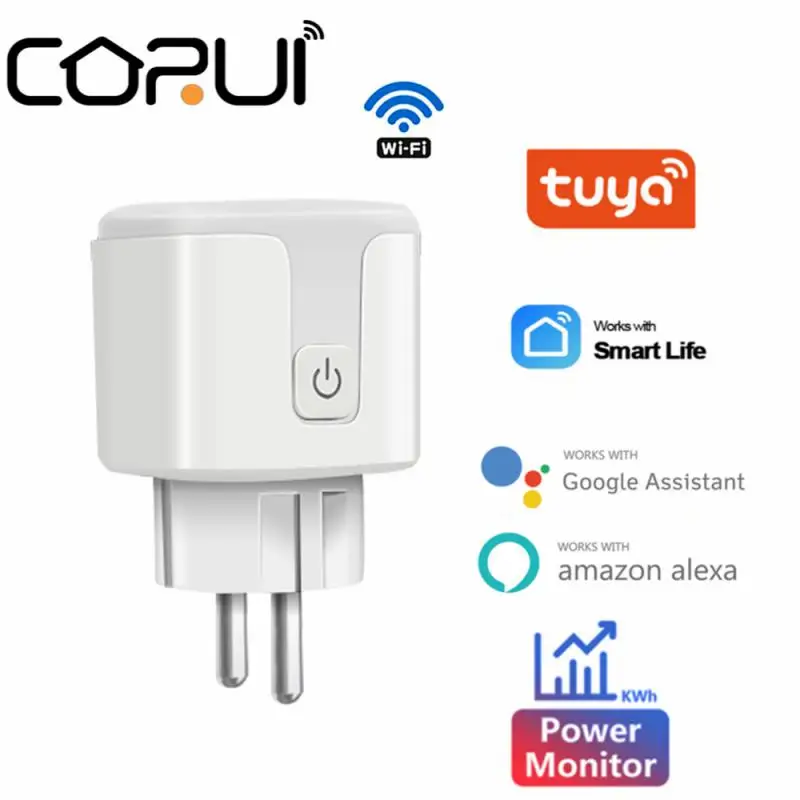 

CORUI Tuya EU Smart Socket WiFi 16A Wireless Google Home Alexa Smart Life App Voice Control Smart Plug With Power Monitor