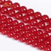 rose red jades chalcedony beads natural stone round loose beads for jewelry making diy bracelets necklaces 4 6 8 10 12 14mm 15