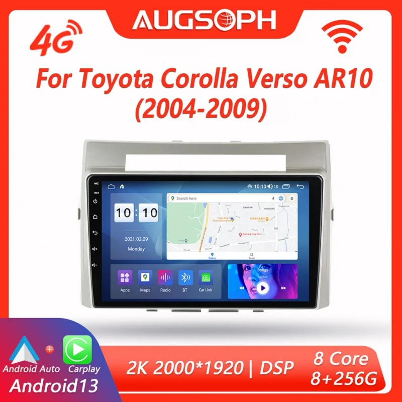 

Android 13 Car Radio for Toyota Corolla Verso AR10 2004-2009,9inc 2K Multimedia Player with 4G Car Carplay & 2Din GPS Navigation