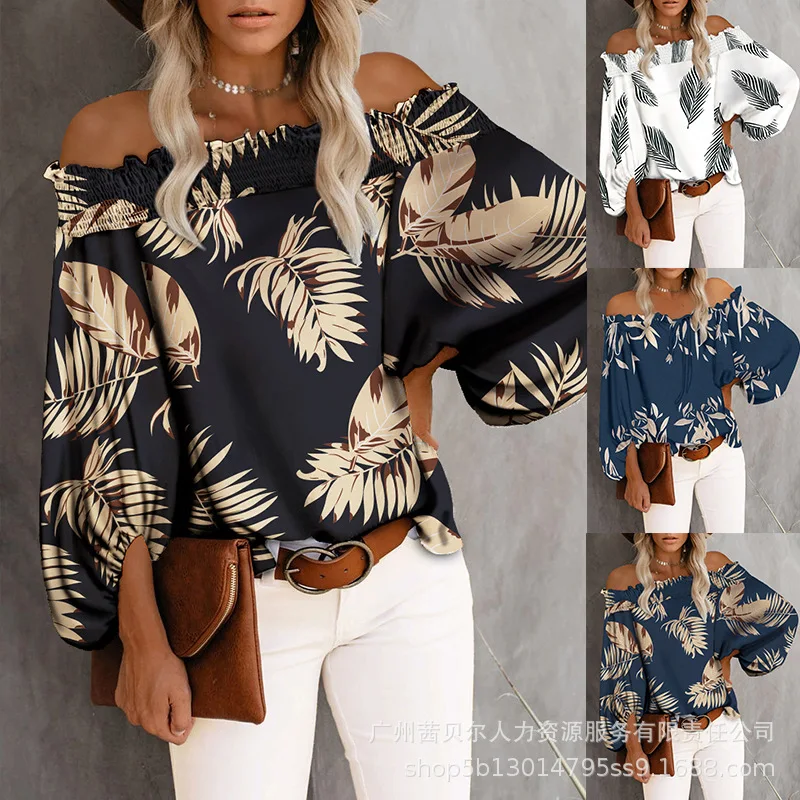 

Женская блузка с открытыми плечами, рукавом-фонариком и вырезом лодочкой