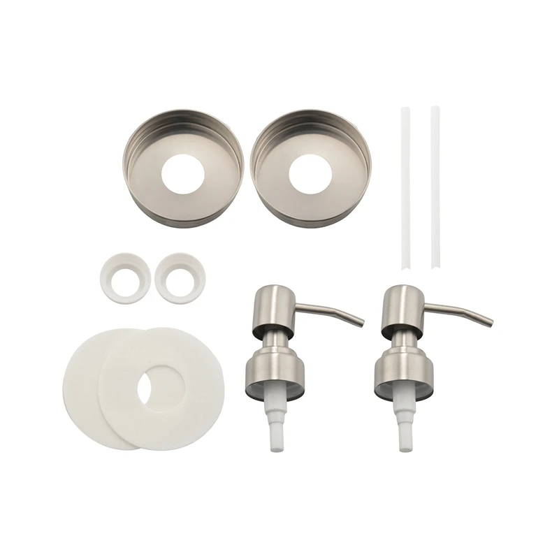 

Double Stainless Steel Soap Pump And Lotion Dispenser Lid,Replacement Rust Proof Soap And Lotion Dispenser Pump For Mason Jars O