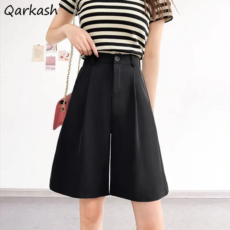 

Шорты женские офисные повседневные, простые модные Универсальные свободные с завышенной талией в Корейском стиле, в стиле Харадзюку, 4 цвета, на лето