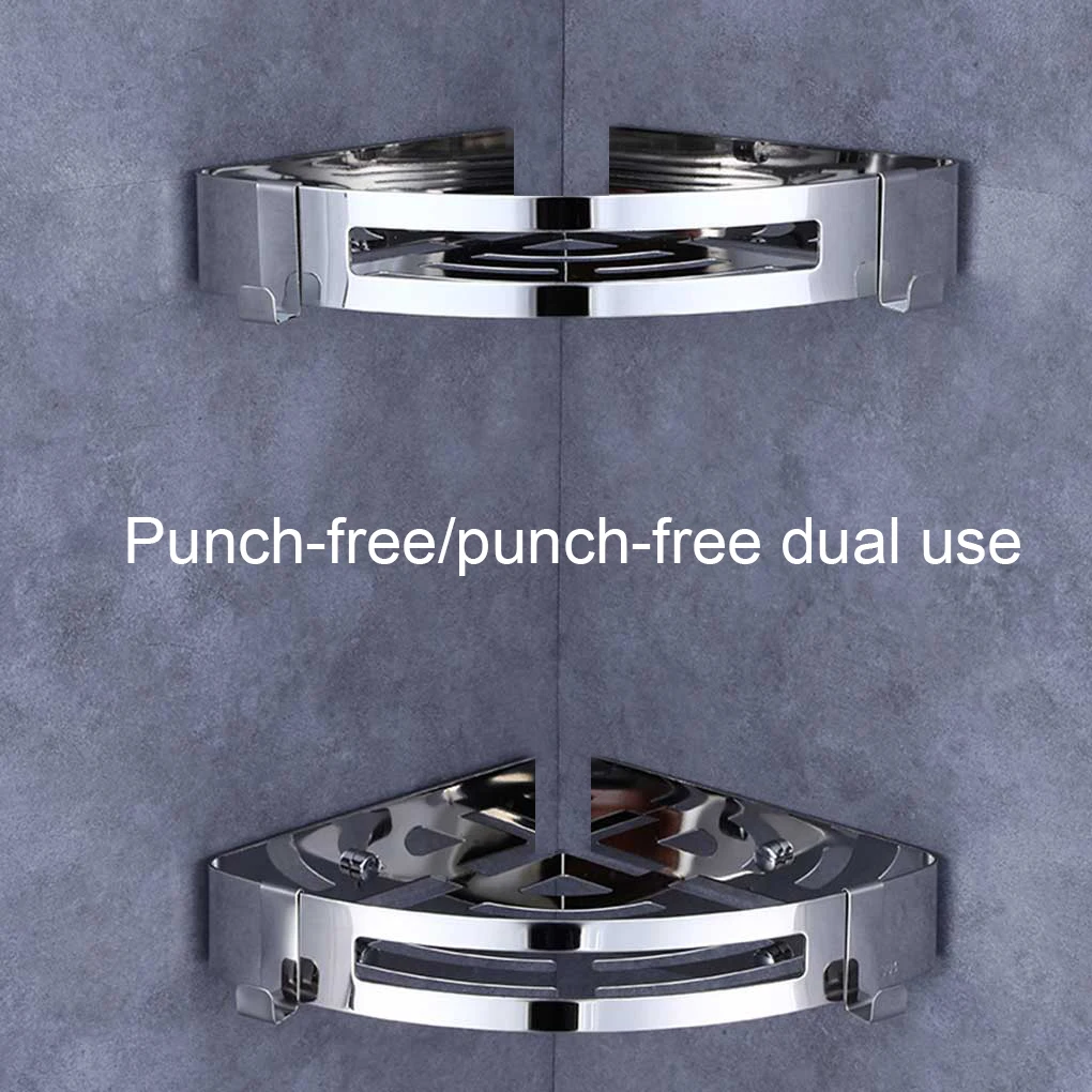 Угловая треугольная полка для ванной комнаты настенный стеллаж органайзер без