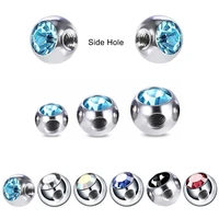 10pcs 16g14g side hole beads 345mm internally threaded ball body jewelry making accessories helix piercing tragus spare parts