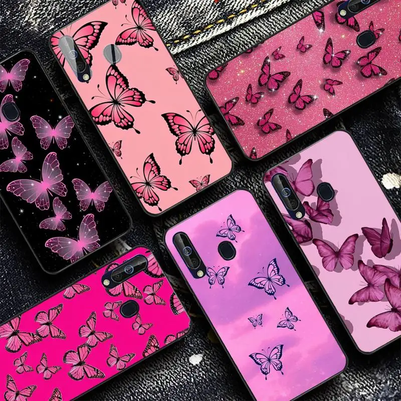 

Beauty Pink Butterfly Phone Case for Samsung A51 01 50 71 21S 70 31 40 30 10 20 S E 11 91 A7 A8 2018