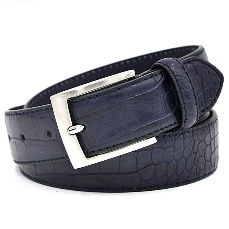 Mens Business Belts Men PU Belts Casual Crocodile Pattern Male Waist Strap Elastic Belt for Pants Jeans Width 3.4cm