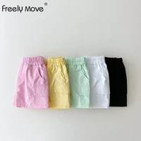 freely move summer kids boys shorts solid color baby girl shorts cotton linen short pants fashion newborn bloomers