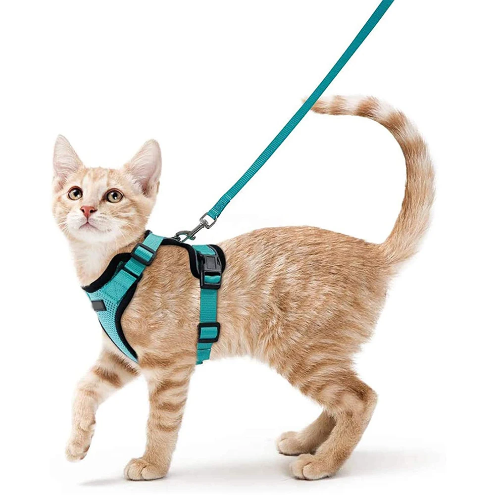 

Cat Harness and Leash for Walking Escape Proof Soft Adjustable Vest Harnesses for Kitten Cat Breathable Reflective Strips Jacket
