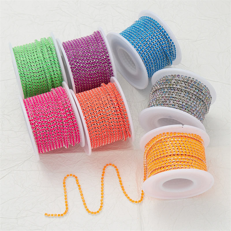 Стеклянная цепочка со стразами 2 5 мм 10 ярдов