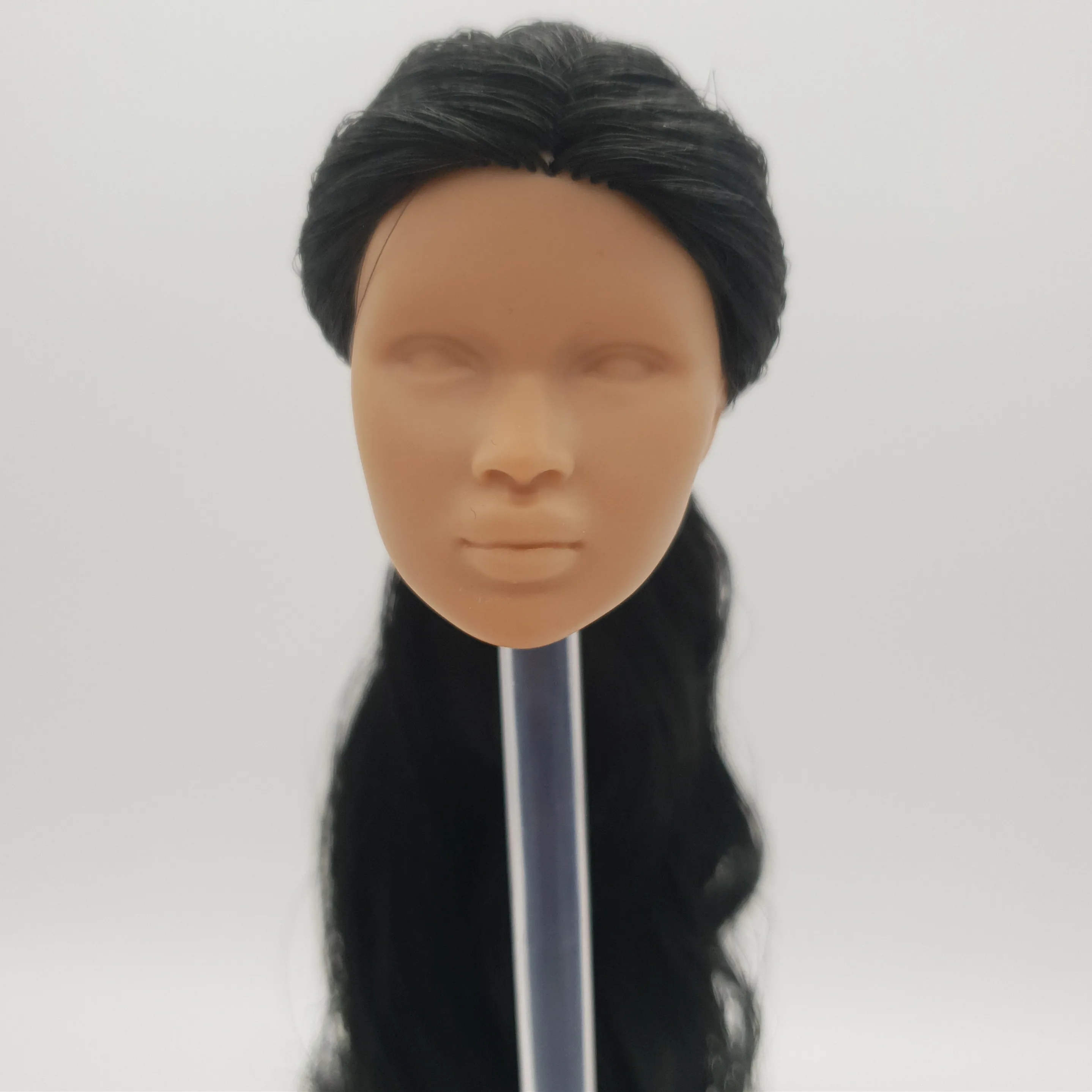 

Модное Королевское масштаб 1/6 надджа ринмс Венгерская кожа с чистым лицом черные волосы целостная Неокрашенная Кукольная голова OOAK