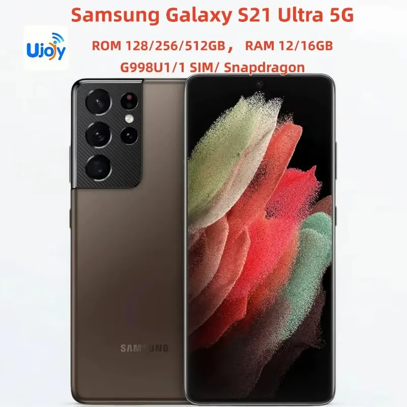 Смартфон Samsung Galaxy S21 Ultra 5G, 6.8 дюйма, 12 ГБ ОЗУ, 128 ГБ256 ГБ ПЗУ, процессор Snapdragon 888, разблокированный для всех сетей (art.: 3920db150548f) - 3920db150548f