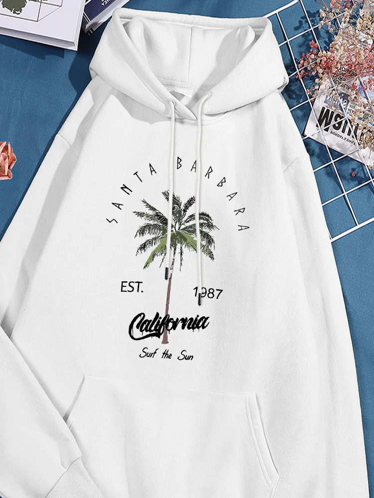 Женские толстовки с принтом Санта-бара Калифорния удобная спортивная толстовка