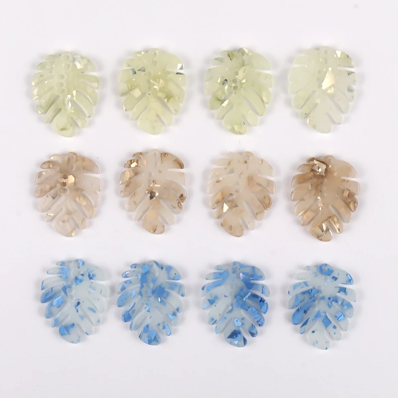 

6pcs Beauty Leaf Shape Charms Pendant for Earring Necklace Keychain Acrylic Hair Accessories DIY Jewelry Making Supplies