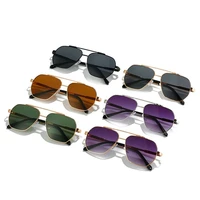 2022 trendy metal square frame double beam sunglasses polarized brand design anti ultraviolet uv400 casual sunglasses for adult
